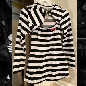 SOLD BW striped jailhouse Halloween costume